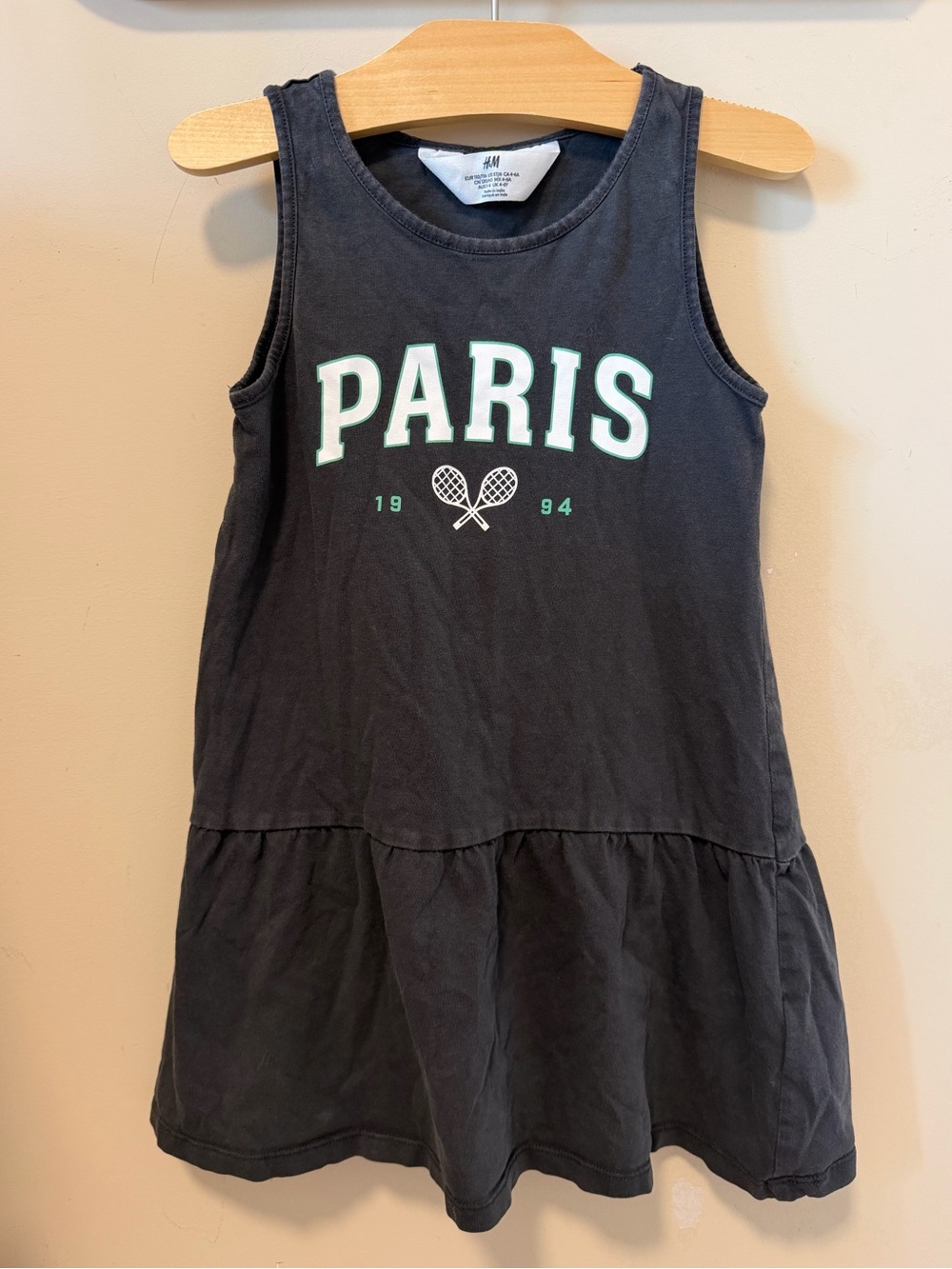 H&M Dark Grey 'Paris' Sleeveless Tiered Cotton Dress